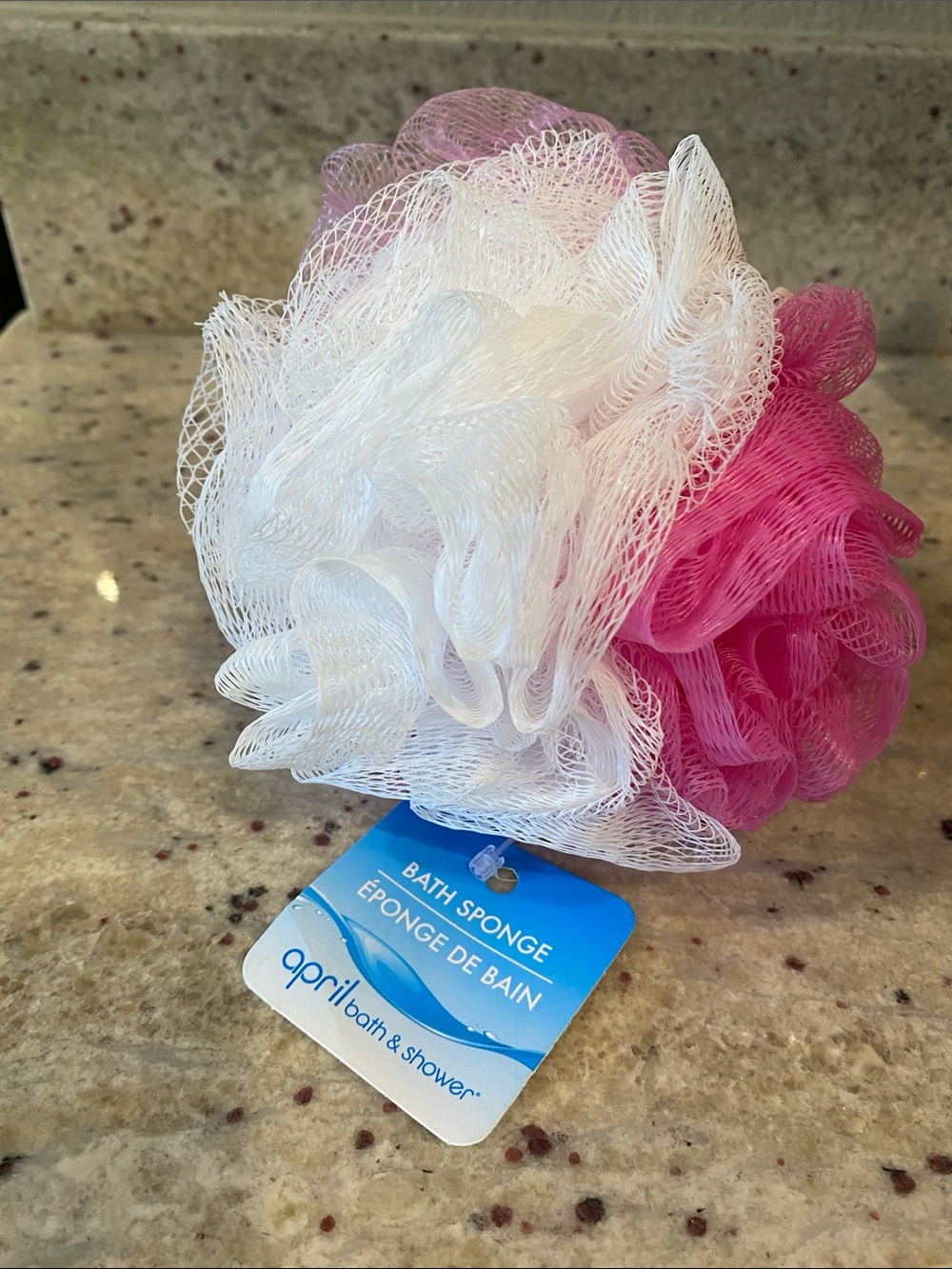 5/$25 Pink & White Large Bath Pouf -NWT